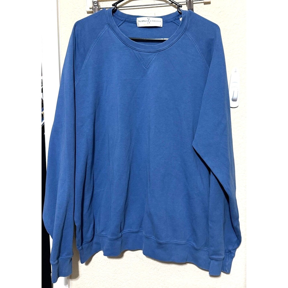Fairway & Greene Mens XXL Pima Cotton Sweatshirt Blue Stonebriar Raglan Preppy